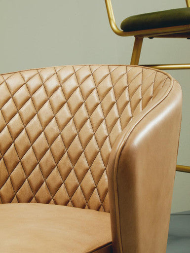 Buffalo Grey Leather Chair With Gold Legs