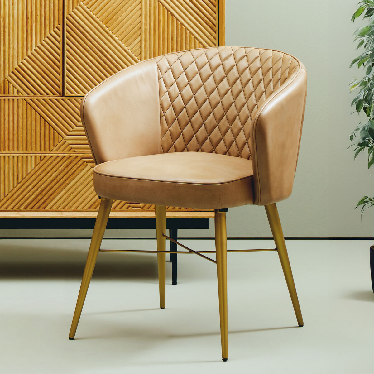 Buffalo Grey Leather Chair With Gold Legs