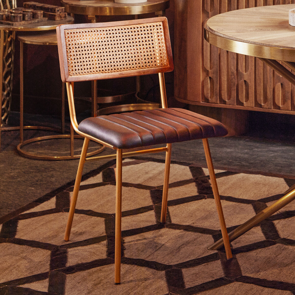 Buffalo Black Leather Dining Chair