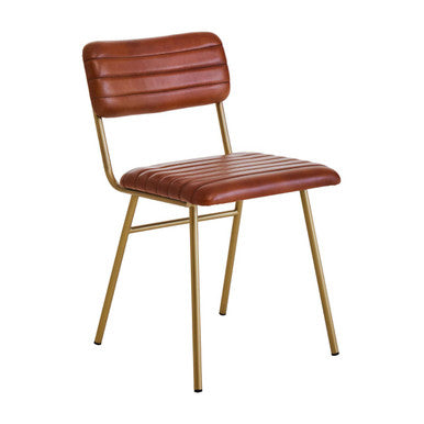 Buffalo Tan Leather Dining Chair With Gold Frame
