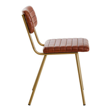 Buffalo Tan Leather Dining Chair With Gold Frame