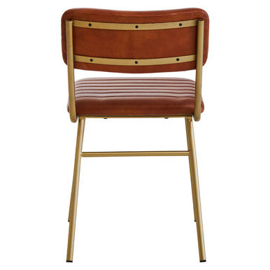 Buffalo Tan Leather Dining Chair With Gold Frame