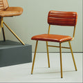 Buffalo Tan Leather Dining Chair With Gold Frame