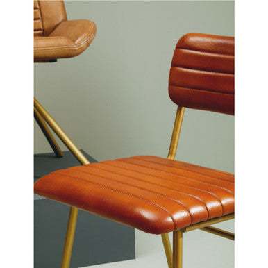 Buffalo Tan Leather Dining Chair With Gold Frame