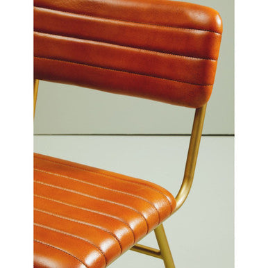 Buffalo Tan Leather Dining Chair With Gold Frame