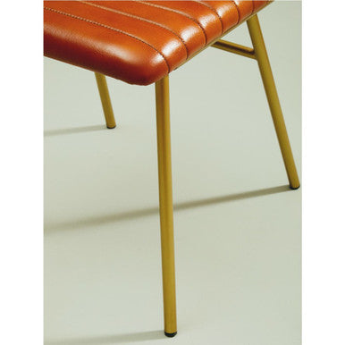 Buffalo Tan Leather Dining Chair With Gold Frame