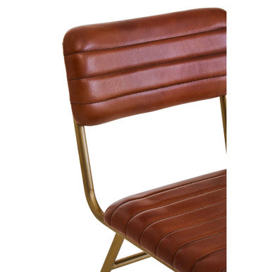 Buffalo Tan Leather Dining Chair With Gold Frame