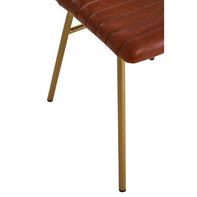 Buffalo Tan Leather Dining Chair With Gold Frame