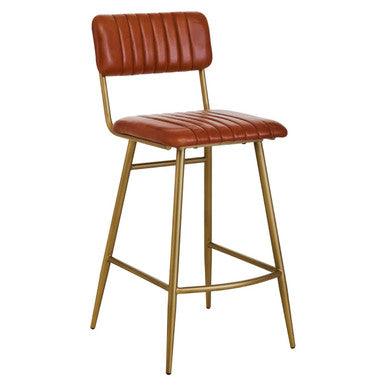 Buffalo Tan Leather Bar Chair With Gold Frame