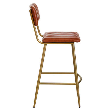 Buffalo Tan Leather Bar Chair With Gold Frame