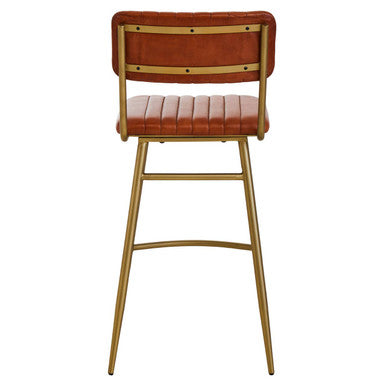 Buffalo Tan Leather Bar Chair With Gold Frame