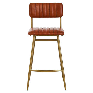 Buffalo Tan Leather Bar Chair With Gold Frame