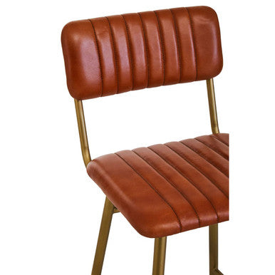 Buffalo Tan Leather Bar Chair With Gold Frame