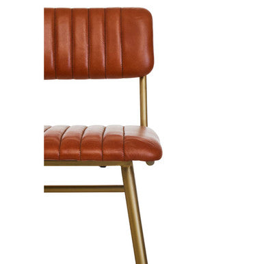 Buffalo Tan Leather Bar Chair With Gold Frame