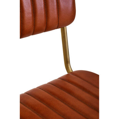 Buffalo Tan Leather Bar Chair With Gold Frame