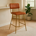 Buffalo Tan Leather Bar Chair With Gold Frame