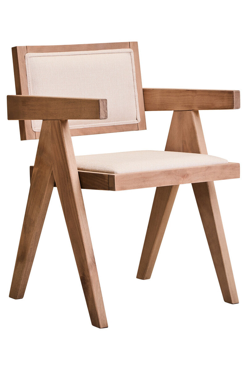Cebu Ivory Fabric & Grey Wash Beech Wood Dining Chair