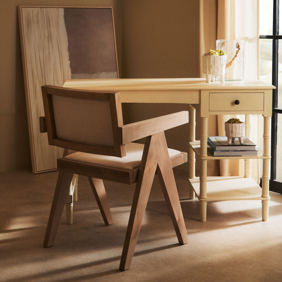 Cebu Ivory Fabric & Grey Wash Beech Wood Dining Chair