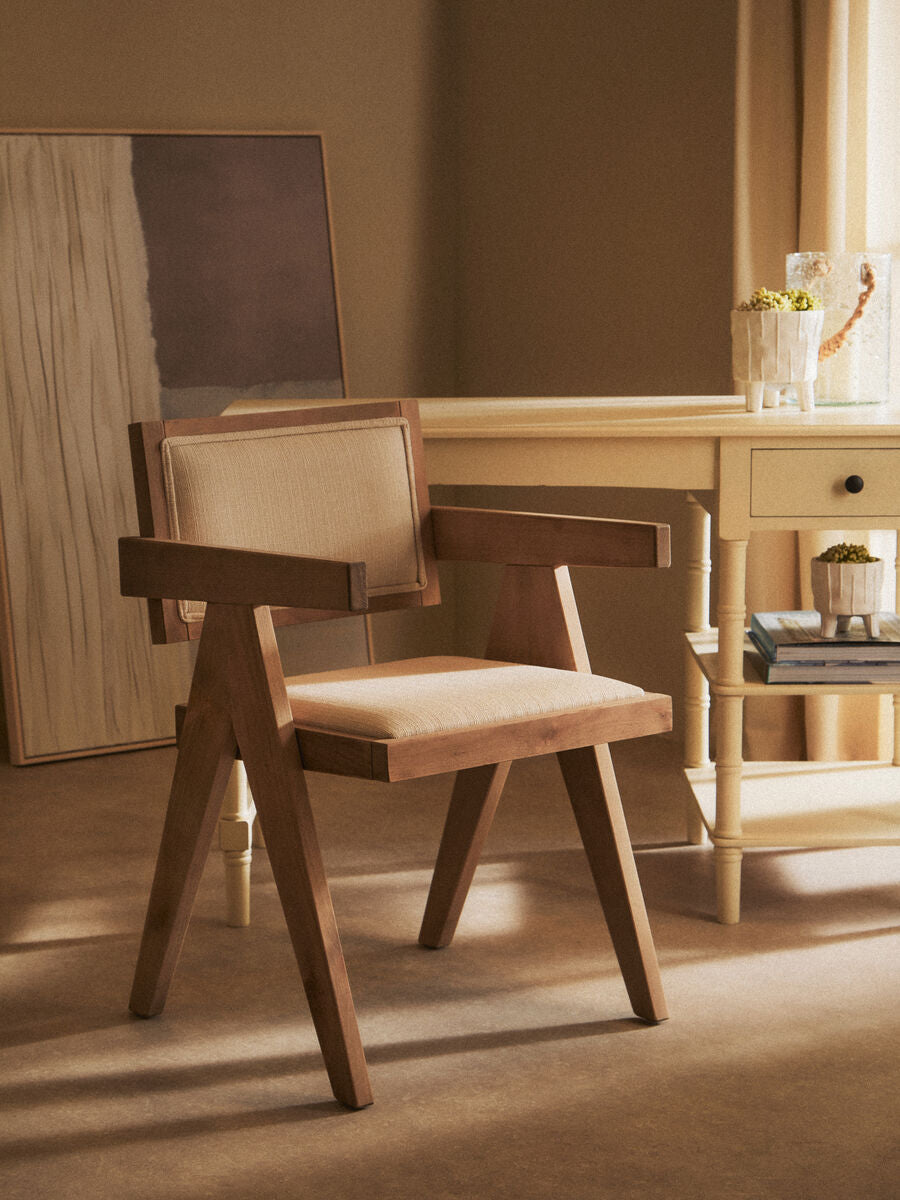 Cebu Ivory Fabric & Grey Wash Beech Wood Dining Chair