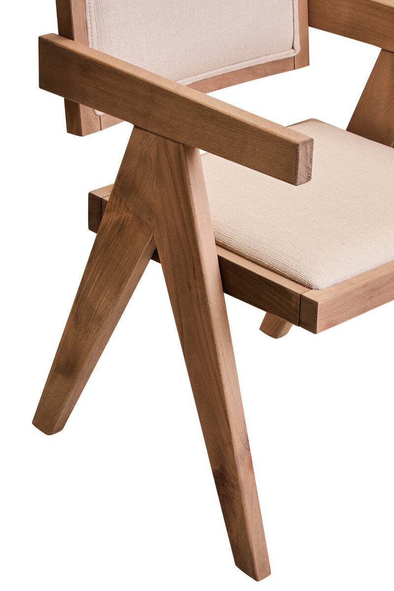 Cebu Ivory Fabric & Grey Wash Beech Wood Dining Chair