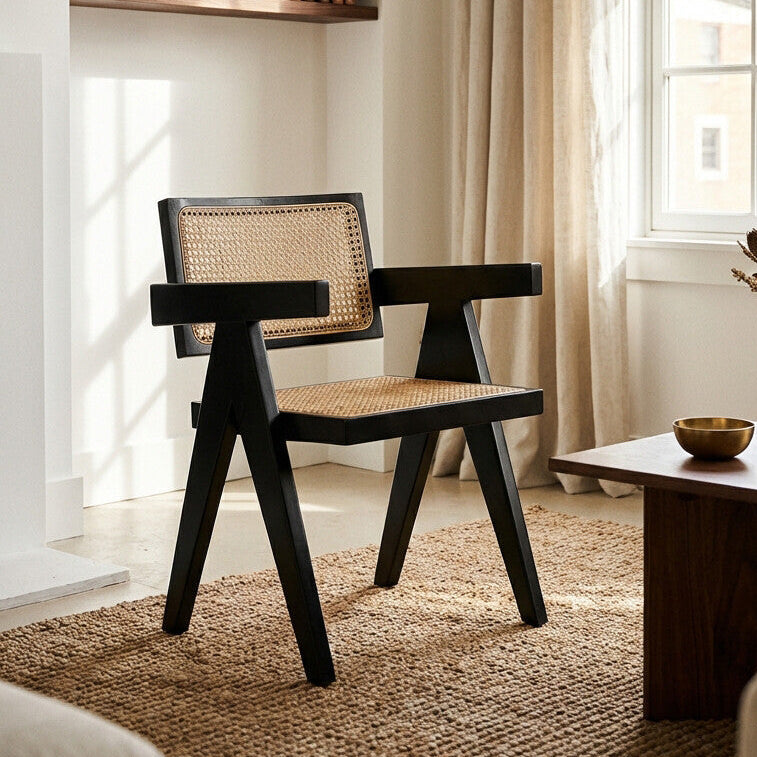 Cebu Natural Cane & Black Beech Wood Dining Chair