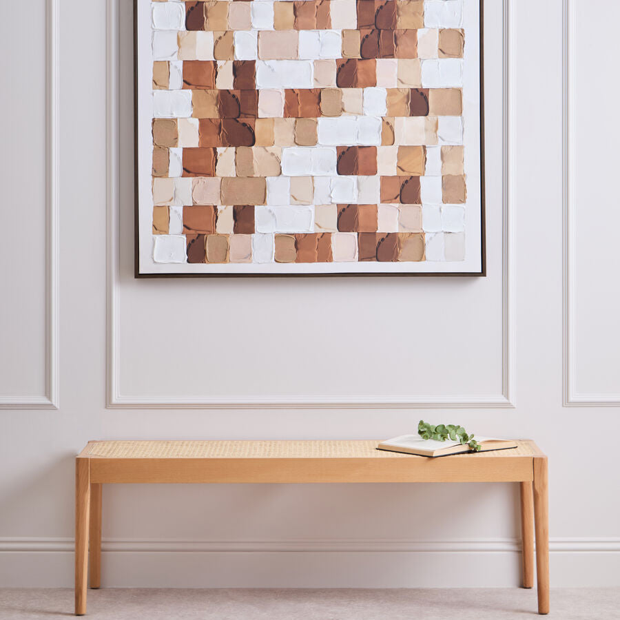 Cebu Natural Cane and Beech Wood Bench