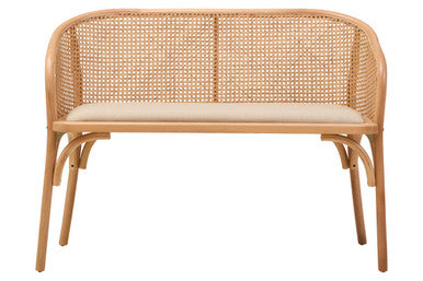 Cebu Natural Cane & Beech Wood Bench With Backrest