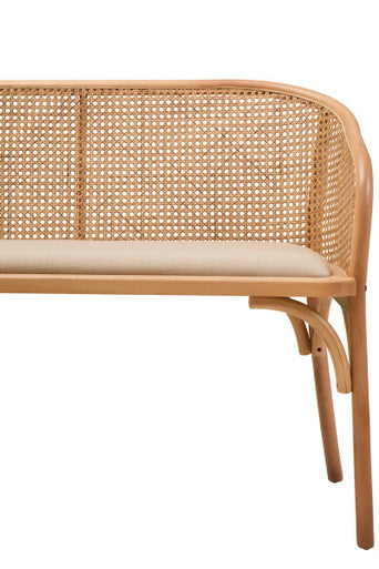 Cebu Natural Cane & Beech Wood Bench With Backrest