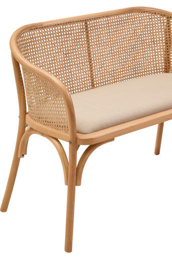 Cebu Natural Cane & Beech Wood Bench With Backrest