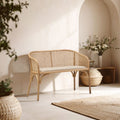 Cebu Natural Cane & Beech Wood Bench With Backrest