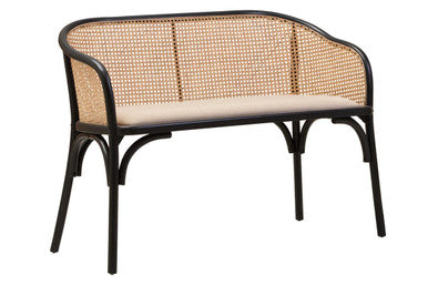 Cebu Natural Cane Bench With Black Beech Wood Frame