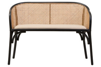 Cebu Natural Cane Bench With Black Beech Wood Frame