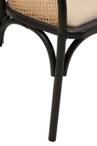 Cebu Natural Cane Bench With Black Beech Wood Frame
