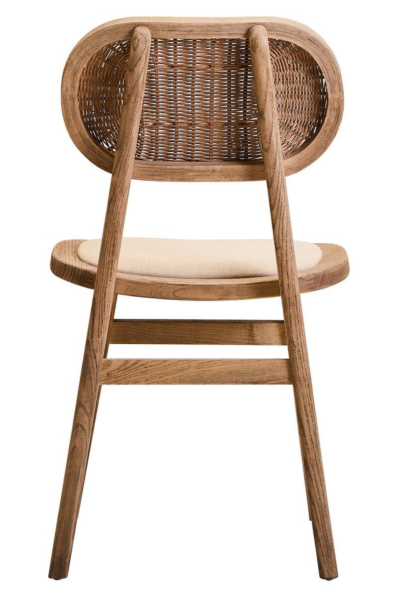Cebu Beige Fabric & Grey Wash Elm Wood Dining Chair