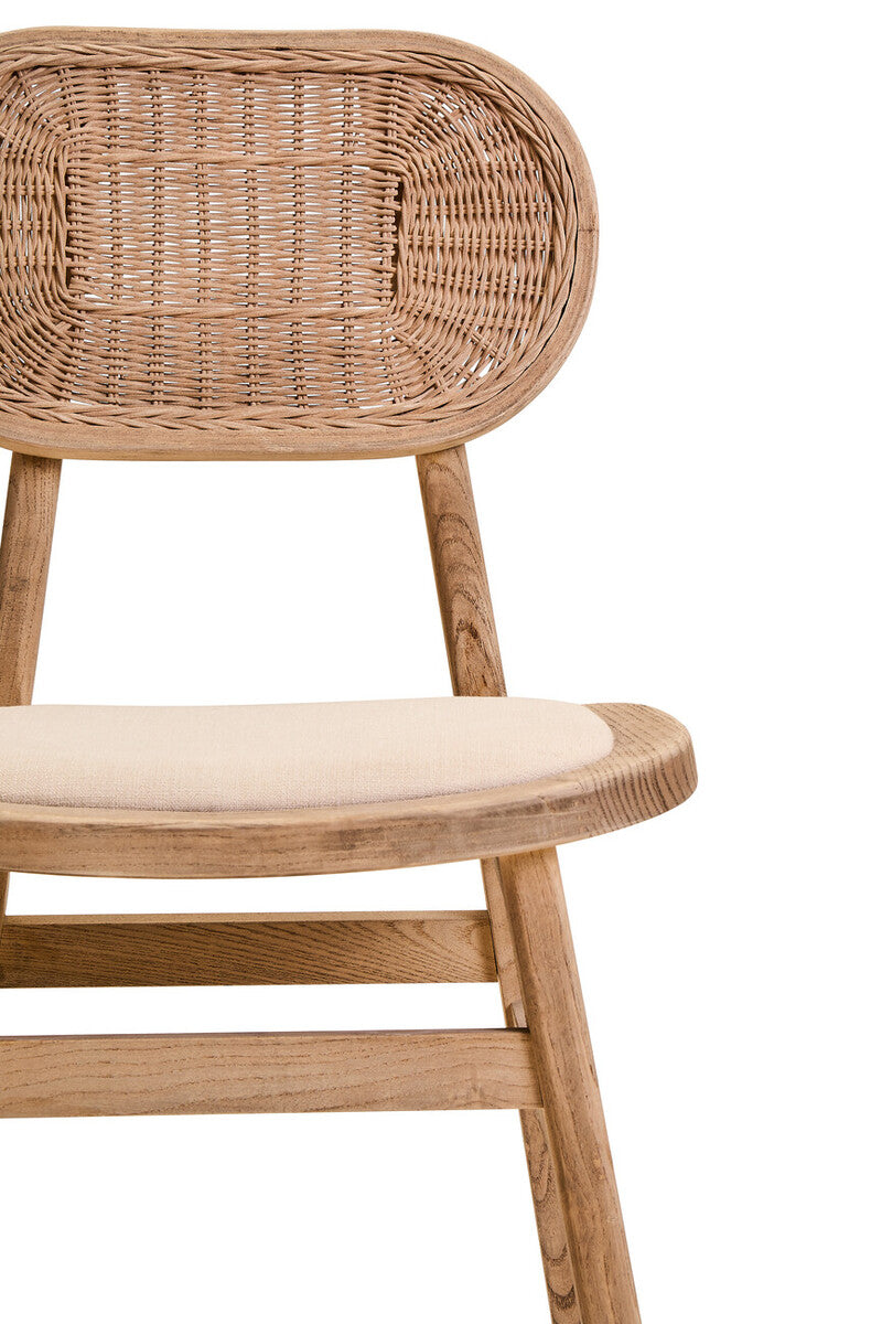 Cebu Beige Fabric & Grey Wash Elm Wood Dining Chair