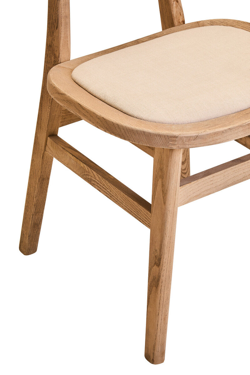 Cebu Beige Fabric & Grey Wash Elm Wood Dining Chair