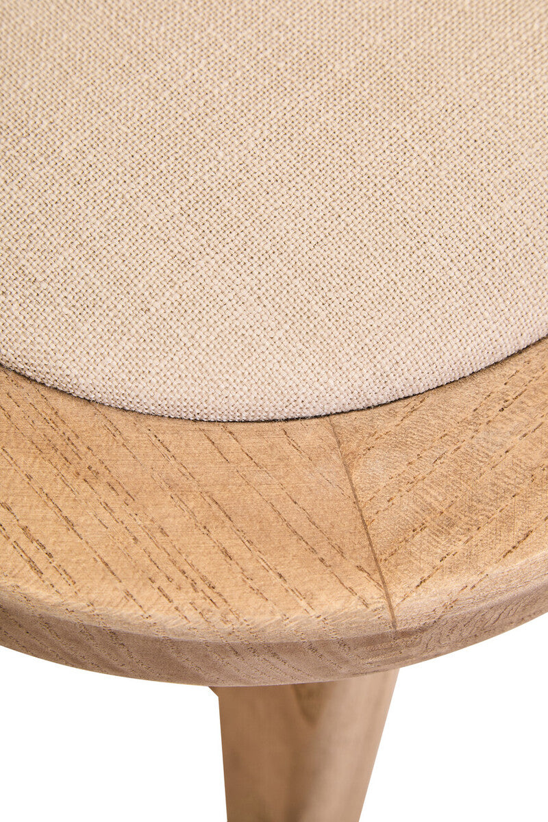 Cebu Beige Fabric & Grey Wash Elm Wood Dining Chair