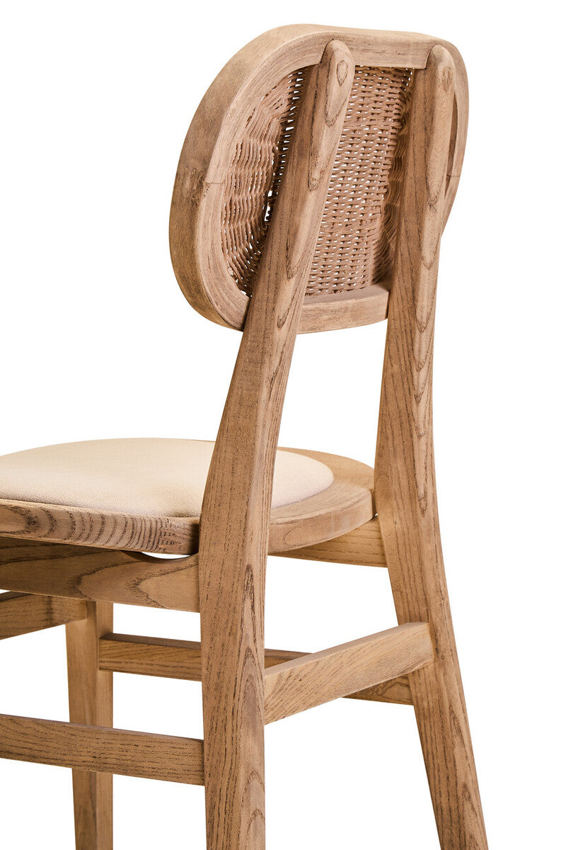 Cebu Beige Fabric & Grey Wash Elm Wood Dining Chair