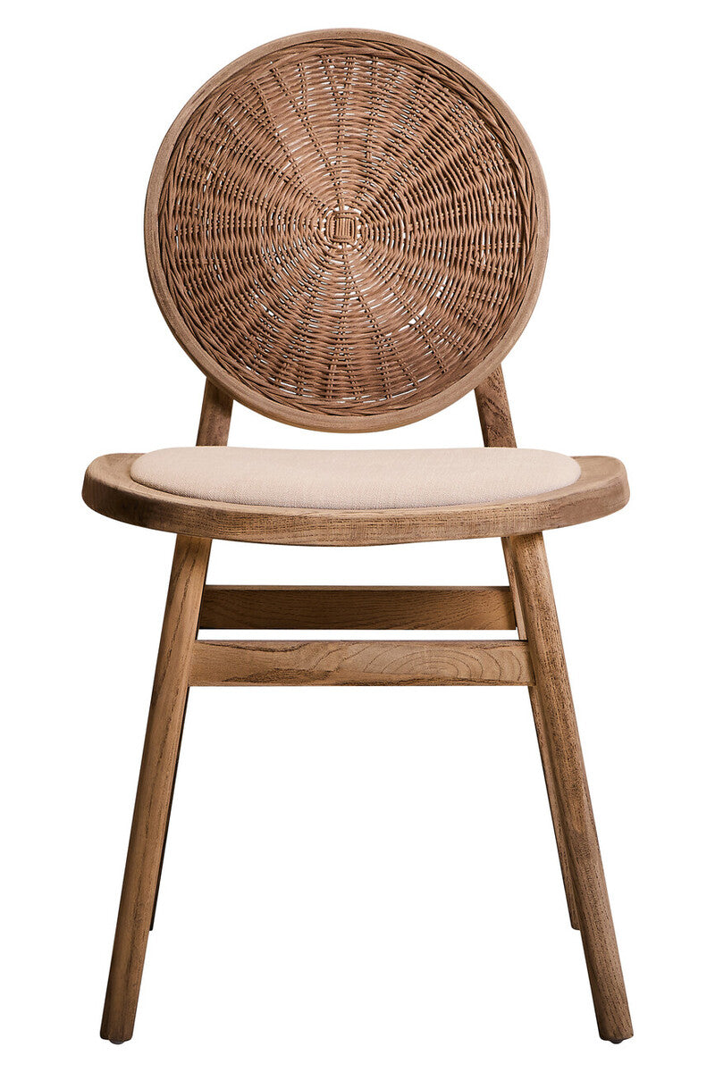 Cebu Beige Fabric & White Wash Elm Wood Dining Chair