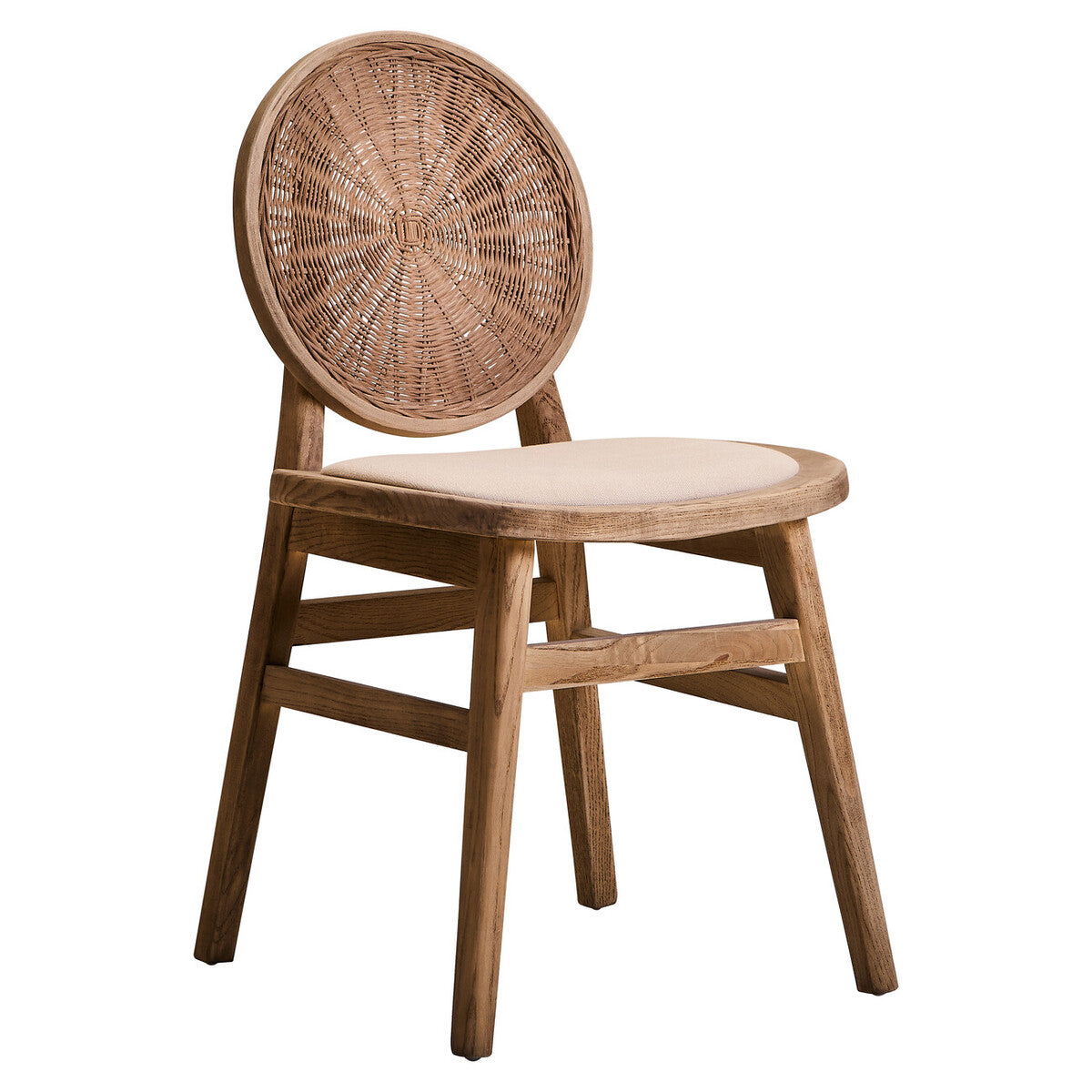Cebu Beige Fabric & White Wash Elm Wood Dining Chair