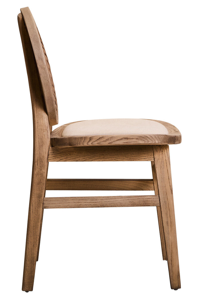 Cebu Beige Fabric & White Wash Elm Wood Dining Chair