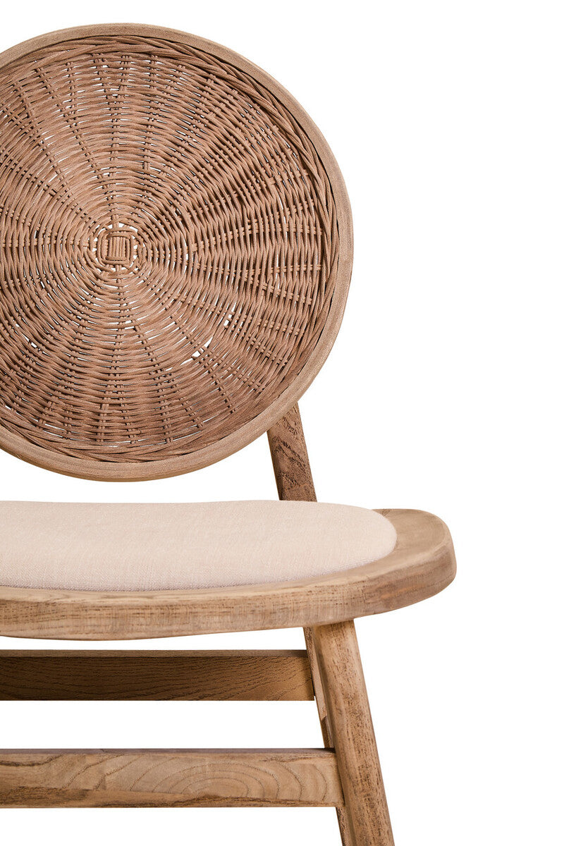 Cebu Beige Fabric & White Wash Elm Wood Dining Chair
