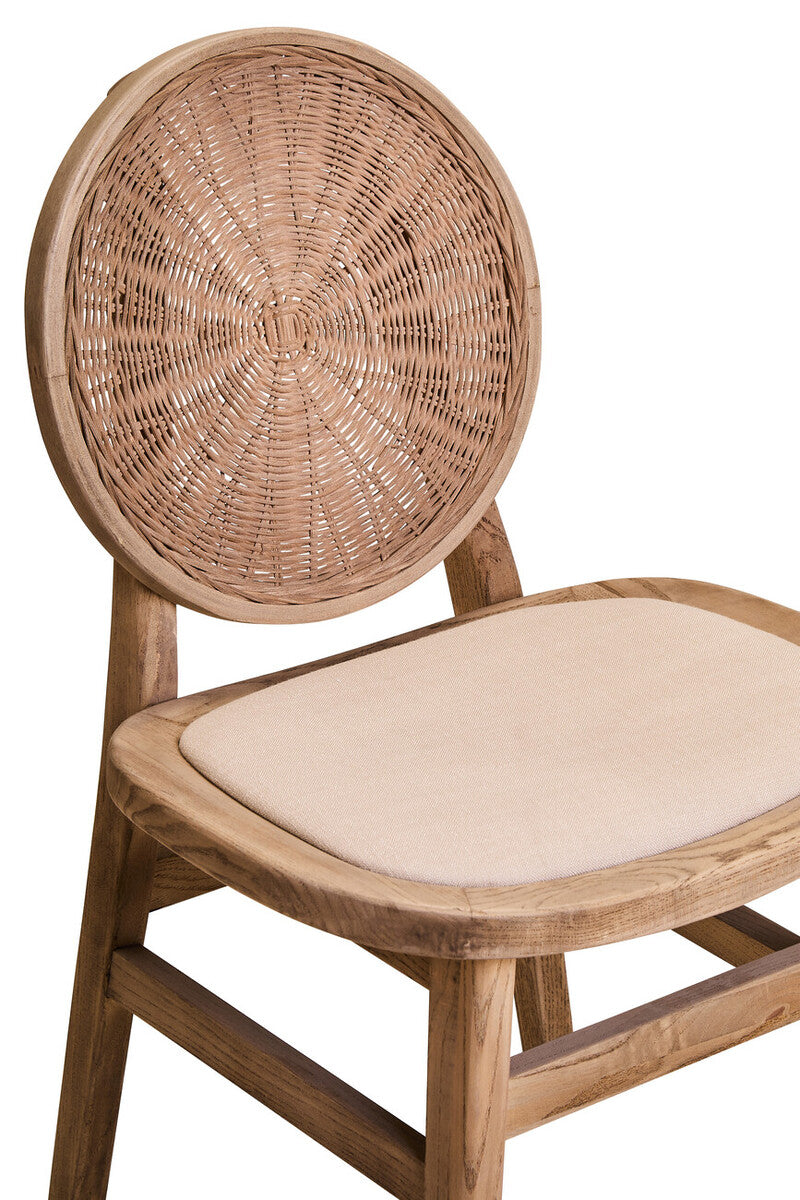 Cebu Beige Fabric & White Wash Elm Wood Dining Chair