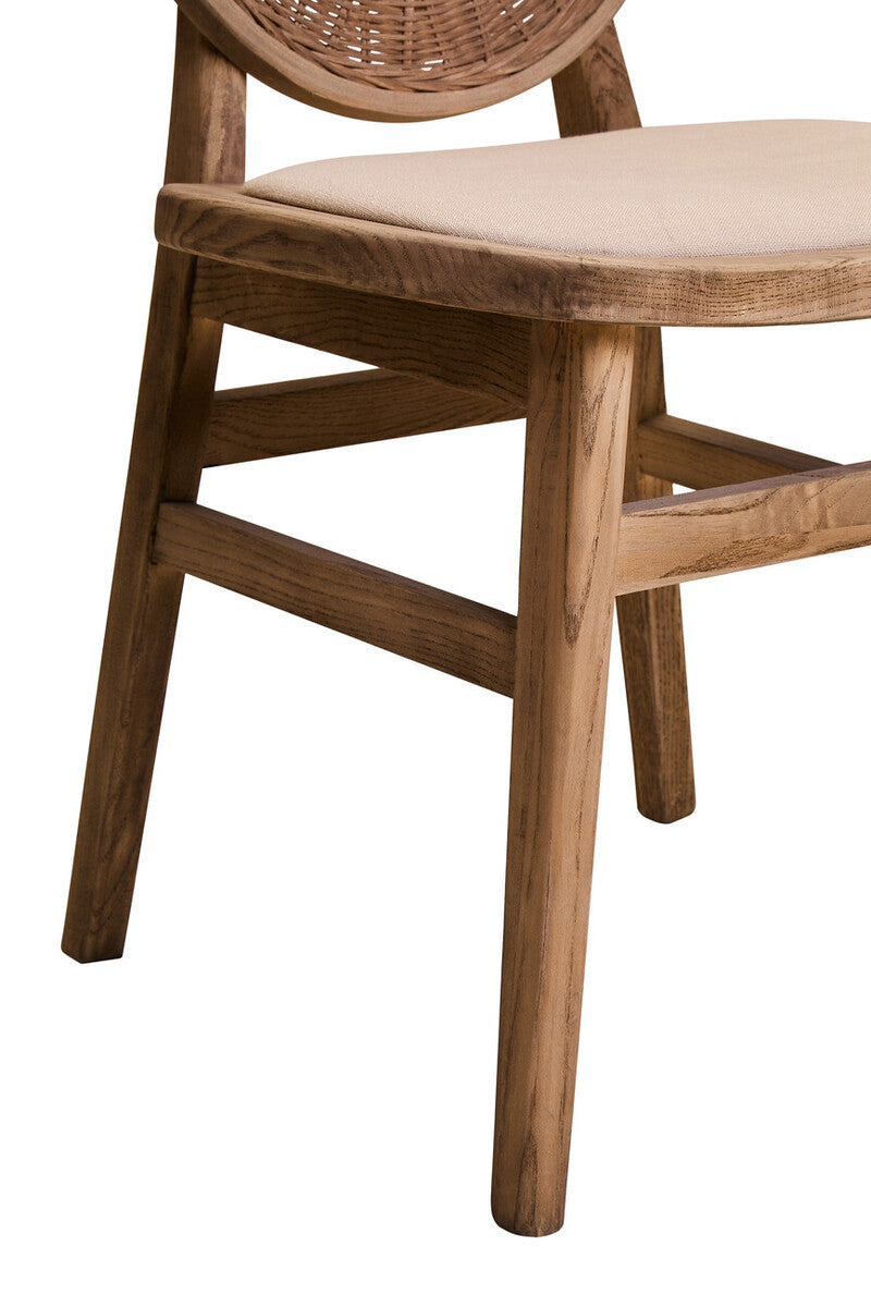 Cebu Beige Fabric & White Wash Elm Wood Dining Chair