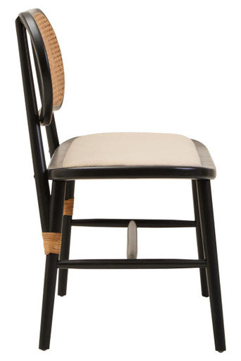 Cebu Natural Cane Bench With Black Elm Wood Frame