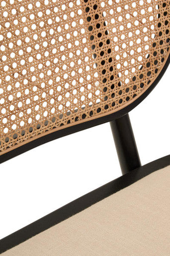 Cebu Natural Cane Bench With Black Elm Wood Frame