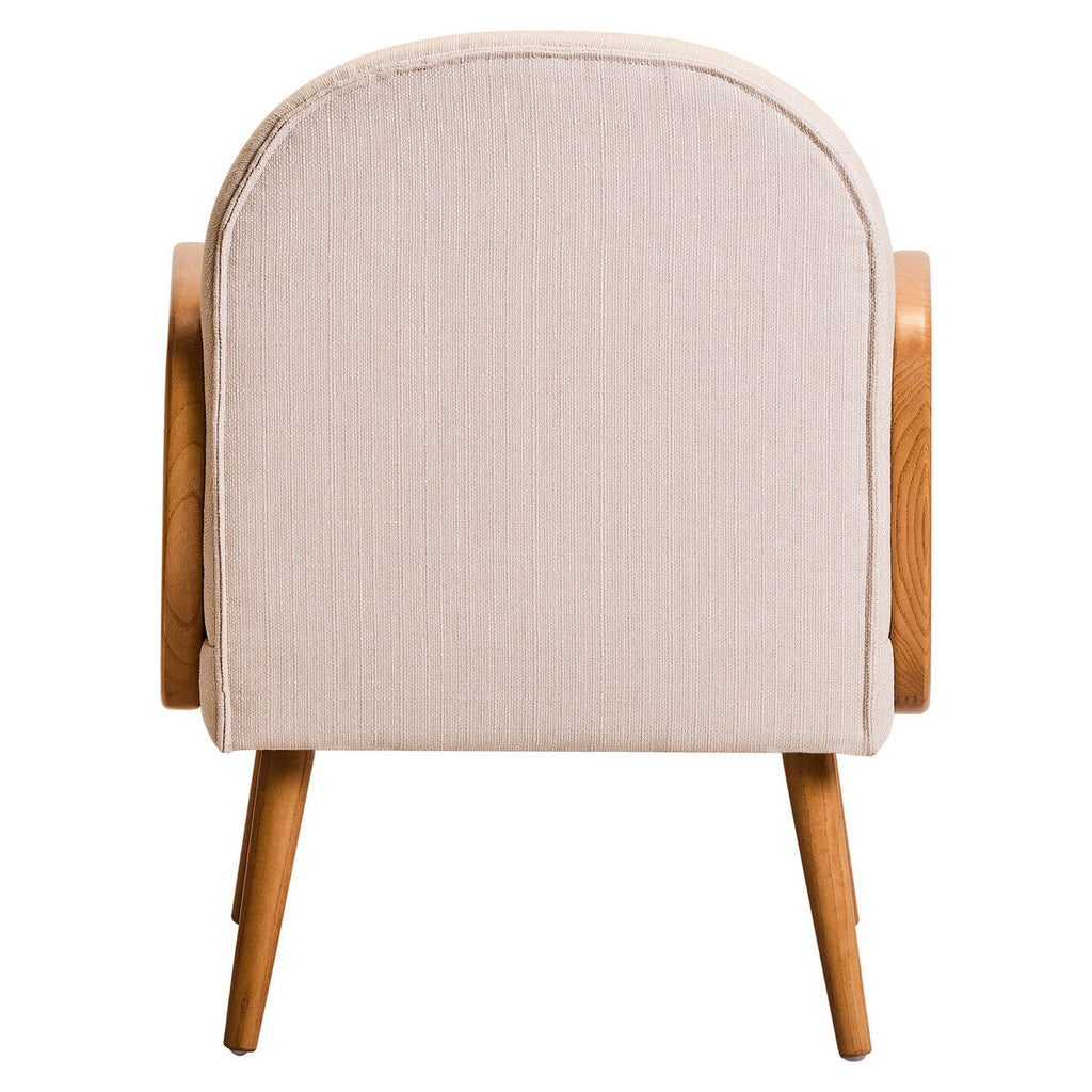 Cebu Ivory Fabric & Cane Chair With Elm Wood Legs
