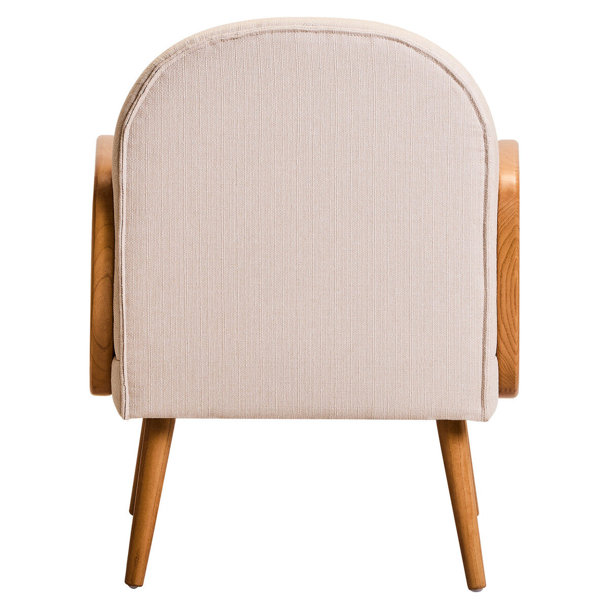 Cebu Ivory Fabric & Cane Chair With Elm Wood Legs
