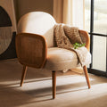 Cebu Ivory Fabric & Cane Chair With Elm Wood Legs