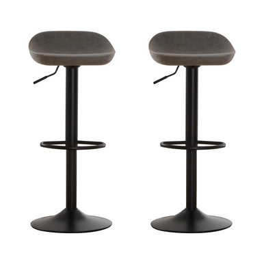 Dalston Set Of Two Ash Leather Bar Stools